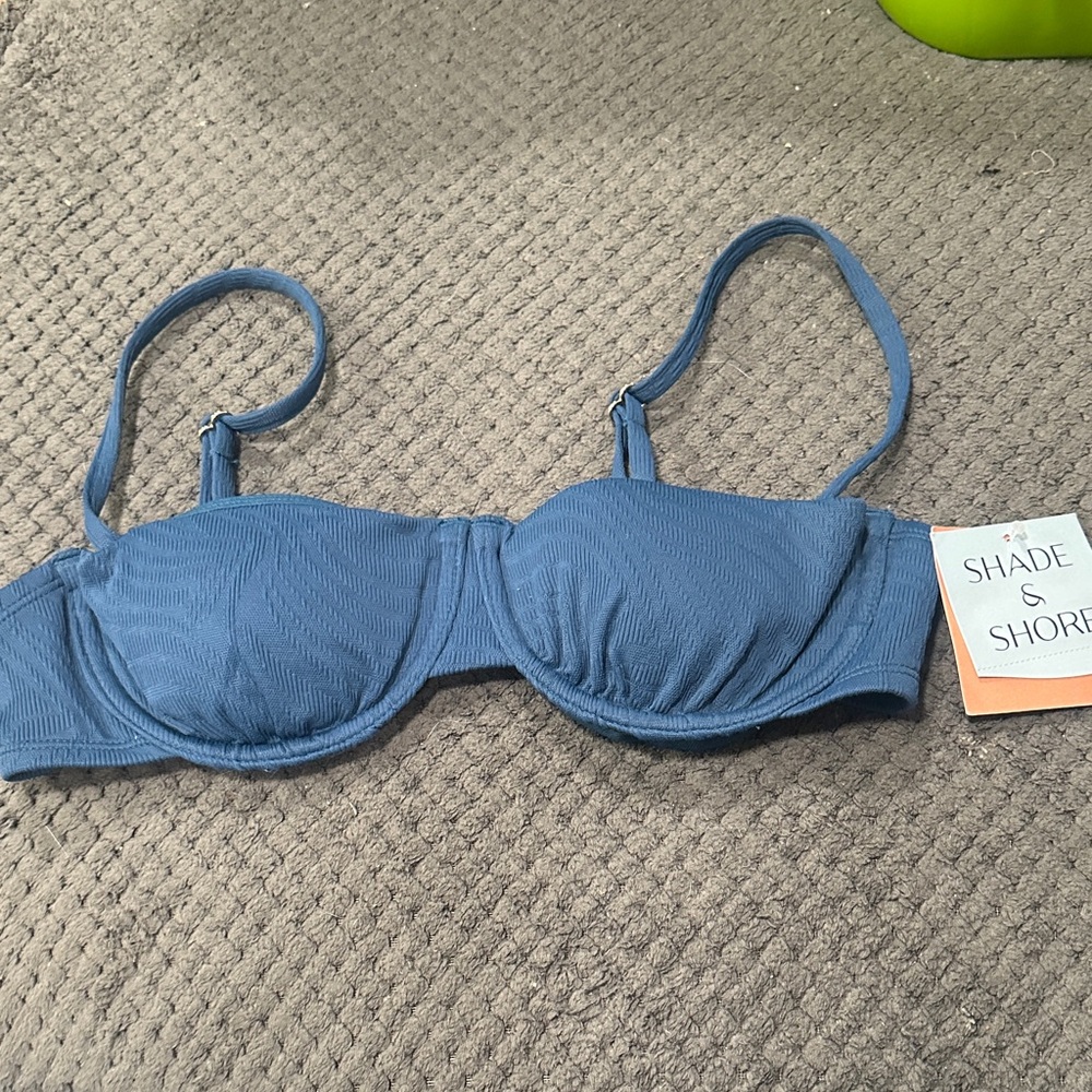 Shade & Shore Textured Blue bikini top